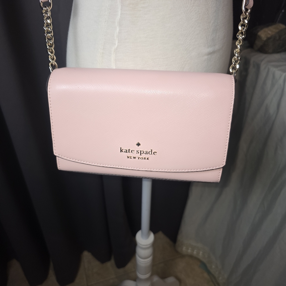 Kate Spade Staci Small Flap Crossbody Chalk Pink Saffiano Leather NWT